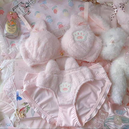Kitty Paw Plush Lingerie Set🤍✨