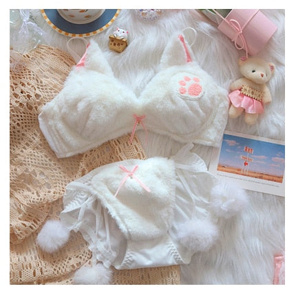 Kitty Paw Plush Lingerie Set🤍✨