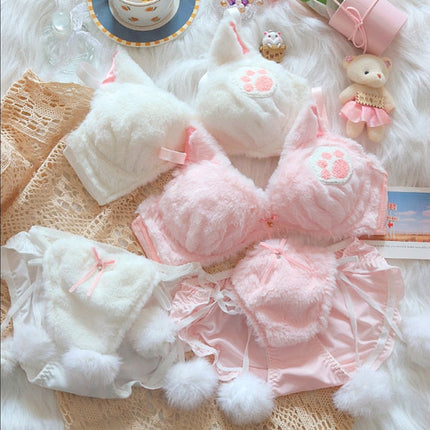 Kitty Paw Plush Lingerie Set🤍✨