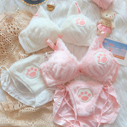 Kitty Paw Plush Lingerie Set🤍✨