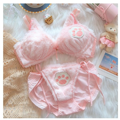 Kitty Paw Plush Lingerie Set🤍✨