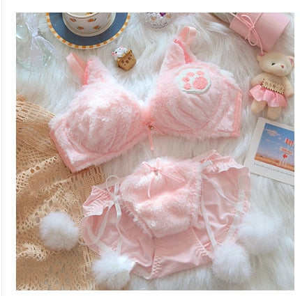Kitty Paw Plush Lingerie Set🤍✨
