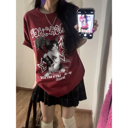 Rebel Kitty Graphic Tee❤️🎸