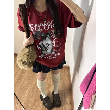 Rebel Kitty Graphic Tee❤️🎸